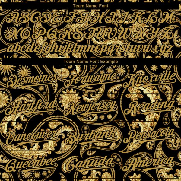 Custom Black Old Gold Rave Party Ethnic Paisley Bandana Authentic Baseball Jersey