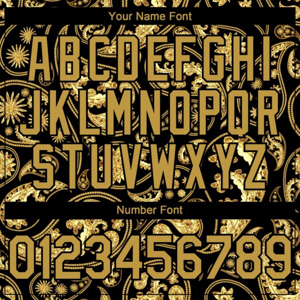 Custom Black Old Gold Rave Party Ethnic Paisley Bandana Authentic Baseball Jersey