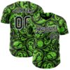 Custom Black Green-White Rave Party Ethnic Paisley Bandana Authentic Baseball Jersey