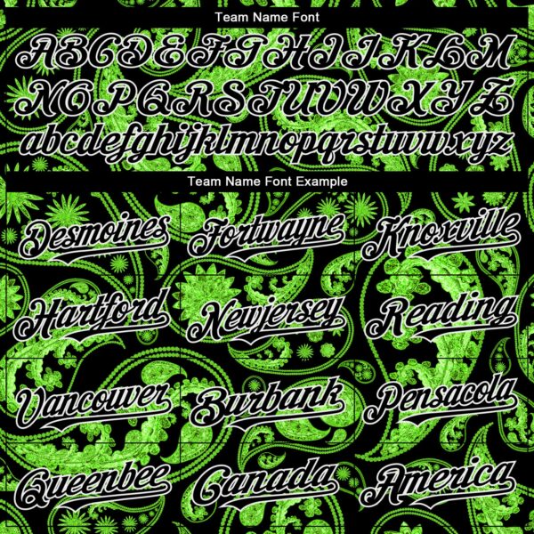 Custom Black Green-White Rave Party Ethnic Paisley Bandana Authentic Baseball Jersey