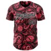 Custom Black Red-White Rave Party Ethnic Paisley Bandana Authentic Baseball Jersey