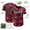 Custom Black Red-White Rave Party Ethnic Paisley Bandana Authentic Baseball Jersey