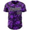 Custom Black Purple-White Rave Party Ethnic Paisley Bandana Authentic Baseball Jersey