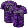 Custom Black Purple-White Rave Party Ethnic Paisley Bandana Authentic Baseball Jersey