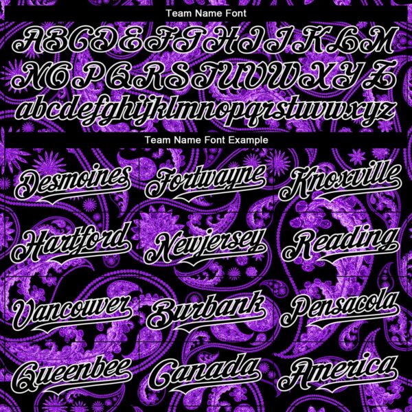 Custom Black Purple-White Rave Party Ethnic Paisley Bandana Authentic Baseball Jersey