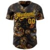 Custom Black Yellow Rave Party Ethnic Paisley Bandana Authentic Baseball Jersey