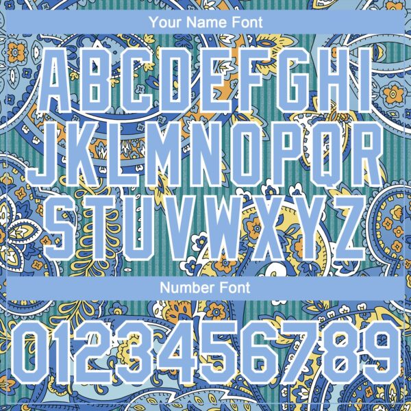 Custom Teal Light Blue-White Rave Party Ethnic Paisley Bandana Authentic Baseball Jersey