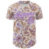 Custom White Medium Purple Rave Party Ethnic Paisley Bandana Authentic Baseball Jersey