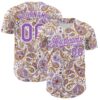Custom White Medium Purple Rave Party Ethnic Paisley Bandana Authentic Baseball Jersey