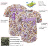Custom White Medium Purple Rave Party Ethnic Paisley Bandana Authentic Baseball Jersey