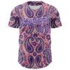 Custom Light Pink Purple-White Rave Party Ethnic Paisley Bandana Authentic Baseball Jersey