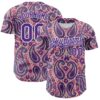 Custom Light Pink Purple-White Rave Party Ethnic Paisley Bandana Authentic Baseball Jersey