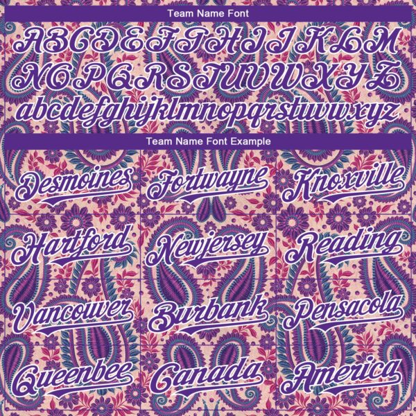 Custom Light Pink Purple-White Rave Party Ethnic Paisley Bandana Authentic Baseball Jersey