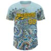 Custom Blue Yellow-Black Rave Party Ethnic Paisley Bandana Authentic Baseball Jersey