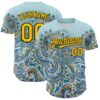 Custom Blue Yellow-Black Rave Party Ethnic Paisley Bandana Authentic Baseball Jersey
