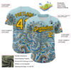 Custom Blue Yellow-Black Rave Party Ethnic Paisley Bandana Authentic Baseball Jersey