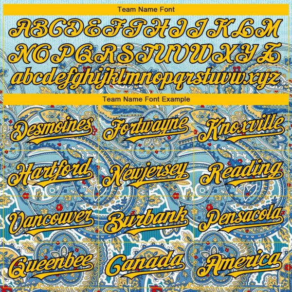 Custom Blue Yellow-Black Rave Party Ethnic Paisley Bandana Authentic Baseball Jersey