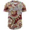 Custom Brown White-Black Rave Party Ethnic Paisley Bandana Authentic Baseball Jersey