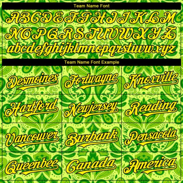 Custom Neon Green Black Rave Party Ethnic Paisley Bandana Authentic Baseball Jersey