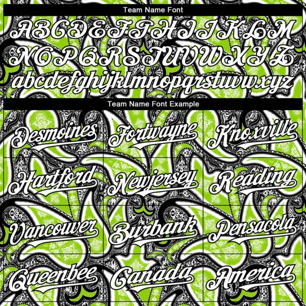 Custom Black White-Neon Green Rave Party Ethnic Paisley Bandana Authentic Baseball Jersey