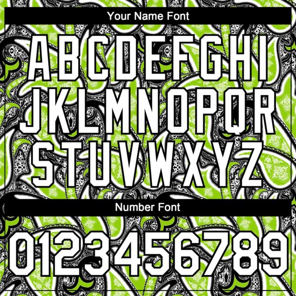 Custom Black White-Neon Green Rave Party Ethnic Paisley Bandana Authentic Baseball Jersey