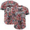 Custom Black White-Red Rave Party Ethnic Paisley Bandana Authentic Baseball Jersey