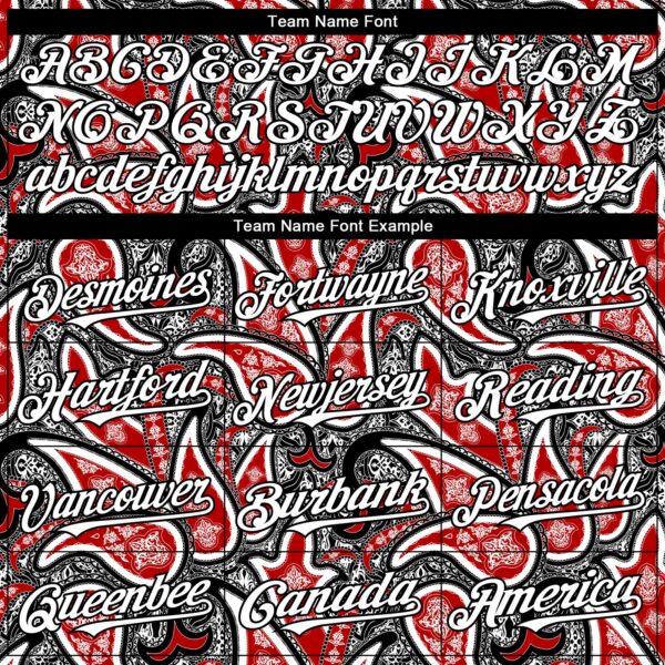 Custom Black White-Red Rave Party Ethnic Paisley Bandana Authentic Baseball Jersey