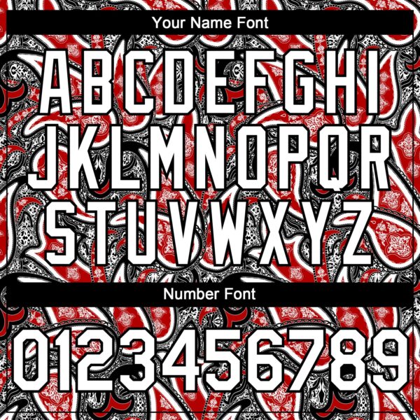 Custom Black White-Red Rave Party Ethnic Paisley Bandana Authentic Baseball Jersey