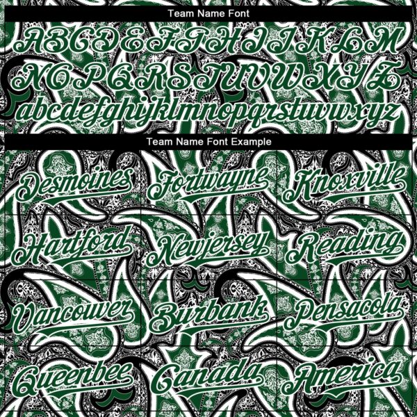 Custom Black Green-White Rave Party Ethnic Paisley Bandana Authentic Baseball Jersey