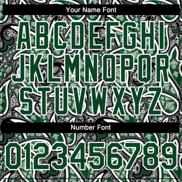 Custom Black Green-White Rave Party Ethnic Paisley Bandana Authentic Baseball Jersey