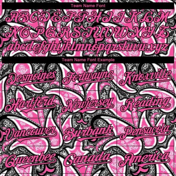 Custom Black Pink-White Rave Party Ethnic Paisley Bandana Authentic Baseball Jersey