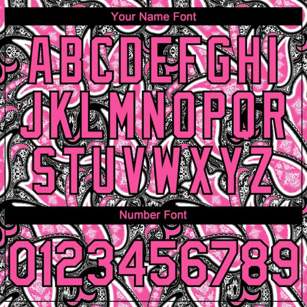 Custom Black Pink-White Rave Party Ethnic Paisley Bandana Authentic Baseball Jersey