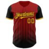 Custom Red Gold-Black 3D Pattern Design Gradient Geometric Shape Authentic Baseball Jersey