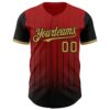 Custom Red Old Gold-Black 3D Pattern Design Gradient Geometric Shape Authentic Baseball Jersey
