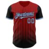 Custom Red Light Blue-Black 3D Pattern Design Gradient Geometric Shape Authentic Baseball Jersey