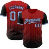 Custom Red Light Blue-Black 3D Pattern Design Gradient Geometric Shape Authentic Baseball Jersey