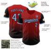 Custom Red Light Blue-Black 3D Pattern Design Gradient Geometric Shape Authentic Baseball Jersey