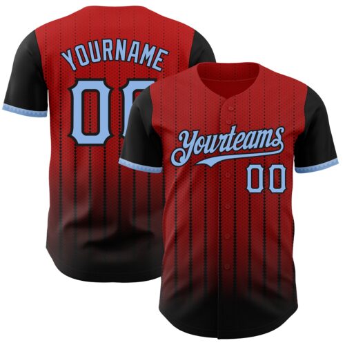 3DPattern8441 Custom Red Light Blue-Black 3D Pattern Design Gradient Geometric Shape Authentic Baseball Jersey