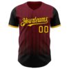 Custom Crimson Gold-Black 3D Pattern Design Gradient Geometric Shape Authentic Baseball Jersey