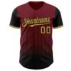 Custom Crimson Old Gold-Black 3D Pattern Design Gradient Geometric Shape Authentic Baseball Jersey