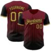 Custom Crimson Old Gold-Black 3D Pattern Design Gradient Geometric Shape Authentic Baseball Jersey