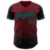 Custom Crimson Teal-Black 3D Pattern Design Gradient Geometric Shape Authentic Baseball Jersey