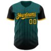 Custom Teal Gold-Black 3D Pattern Design Gradient Geometric Shape Authentic Baseball Jersey