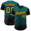 Custom Teal Gold-Black 3D Pattern Design Gradient Geometric Shape Authentic Baseball Jersey