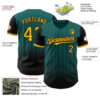 Custom Teal Gold-Black 3D Pattern Design Gradient Geometric Shape Authentic Baseball Jersey