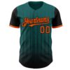 Custom Teal Orange-Black 3D Pattern Design Gradient Geometric Shape Authentic Baseball Jersey