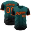 Custom Teal Orange-Black 3D Pattern Design Gradient Geometric Shape Authentic Baseball Jersey