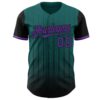 Custom Teal Purple-Black 3D Pattern Design Gradient Geometric Shape Authentic Baseball Jersey