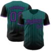 Custom Teal Purple-Black 3D Pattern Design Gradient Geometric Shape Authentic Baseball Jersey