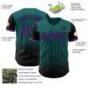 Custom Teal Purple-Black 3D Pattern Design Gradient Geometric Shape Authentic Baseball Jersey